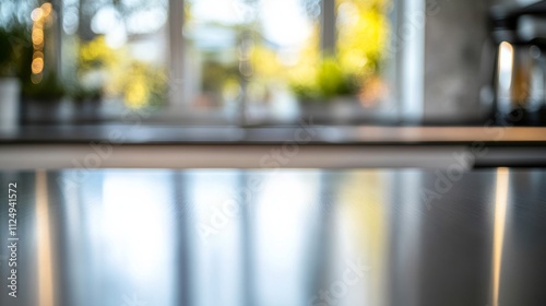 minimalist aluminum table with blurred background generative ai