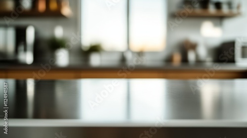 minimalist aluminum table with blurred background generative ai