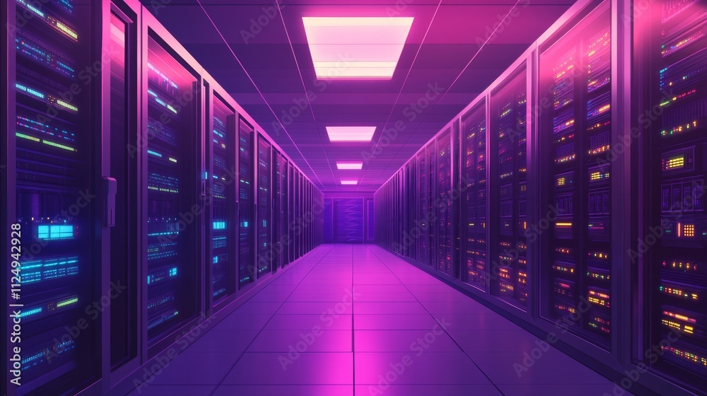 Data center operations high-tech facility digital infrastructure futuristic environment wide-angle view cybersecurity innovations Data center operations high-tech facility digital infrastructure futuristic environment wide-angle view cybersecurity innovations