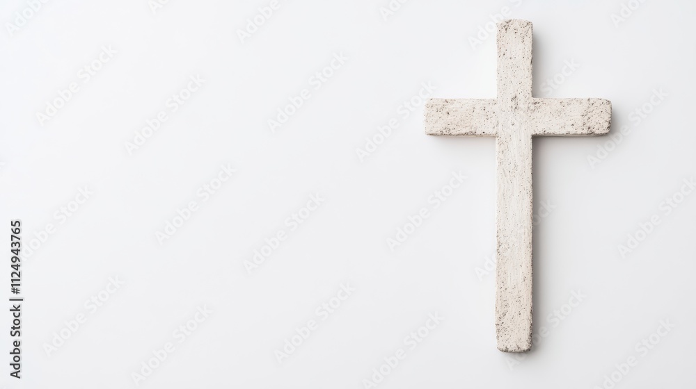White Cross with Dispersing Dust on Minimalist Background White Cross with Dispersing Dust on Minimalist Background