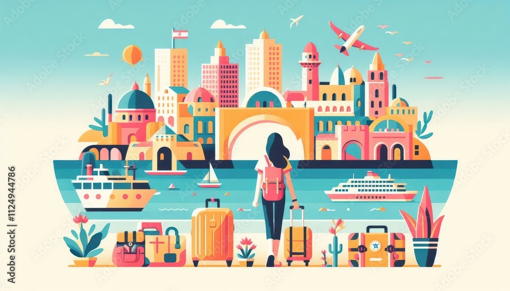 Travel around the world Europe images of landmarks of big famous cities Bright illustration content created with generative AI software Travel around the world Europe images of landmarks of big famous cities Bright illustration content created with generative AI software