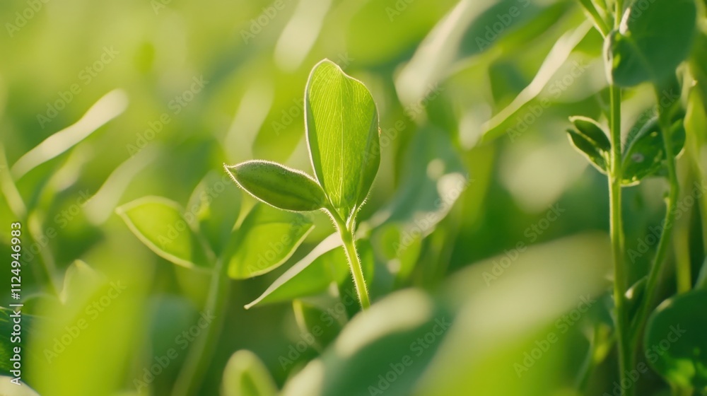 Close-Up of Fresh Green Plant Leaves in a Lush Natural Environment