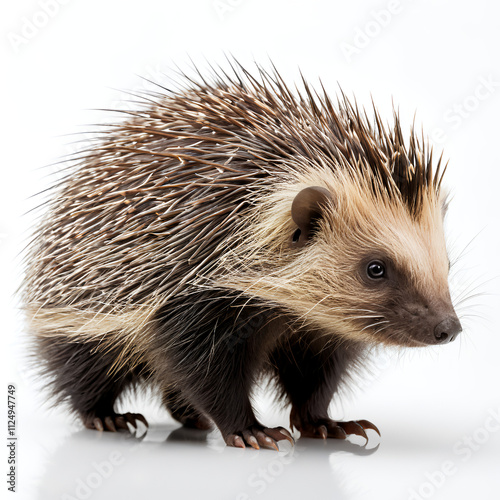 Porcupine on white background