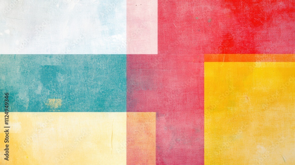 Abstract Colorful Background with Textured Layers in Red, Yellow, and Blue Abstract Colorful Background with Textured Layers in Red, Yellow, and Blue