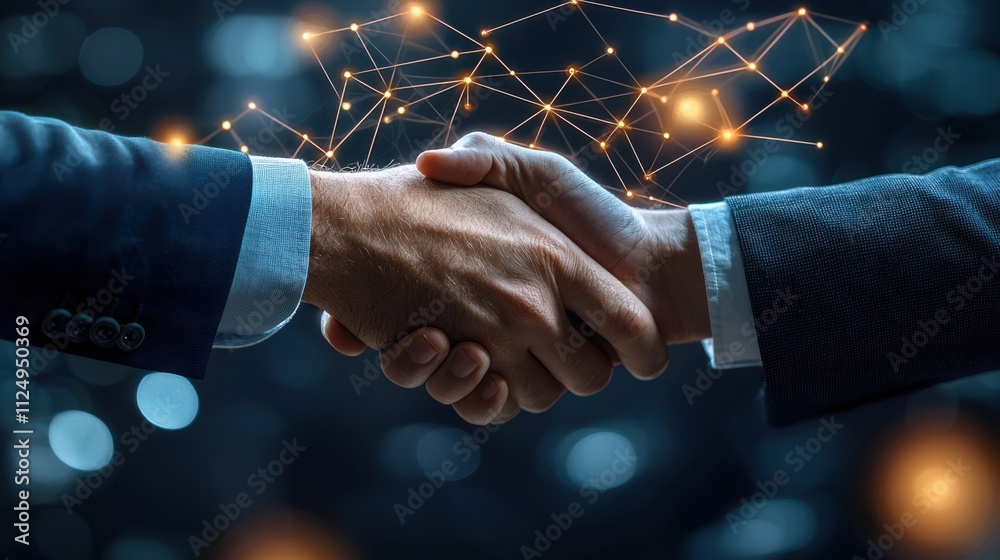 © PJ Gallery - Business Partnership Handshake, Digital Network © PJ Gallery - Business Partnership Handshake, Digital Network
