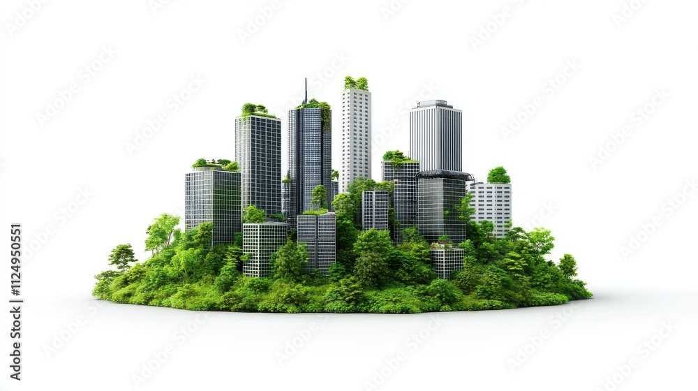 Fototapeta premium Eco-Friendly Futuristic City with Vertical Gardens