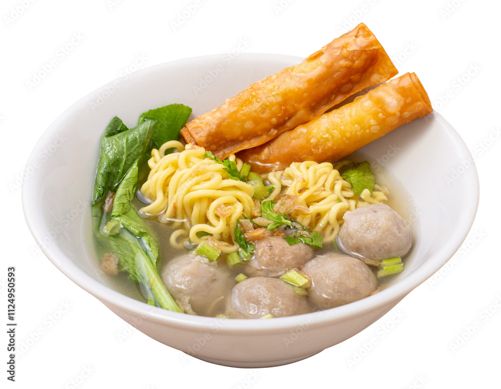 Bakso sapi, Beef Meatballs with noodles one of most popular Indonesian foods Bakso sapi, Beef Meatballs with noodles one of most popular Indonesian foods
