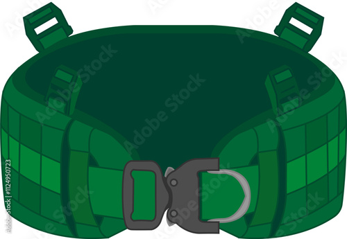 Olive colored war belt with outline, military ammunition vector.