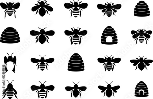 Natural Beehive and Bee in a Garden Setting
