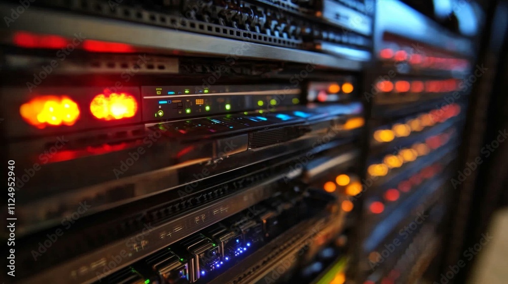 Data center operations monitoring technology infrastructure digital environment close-up view network management insights Data center operations monitoring technology infrastructure digital environment close-up view network management insights