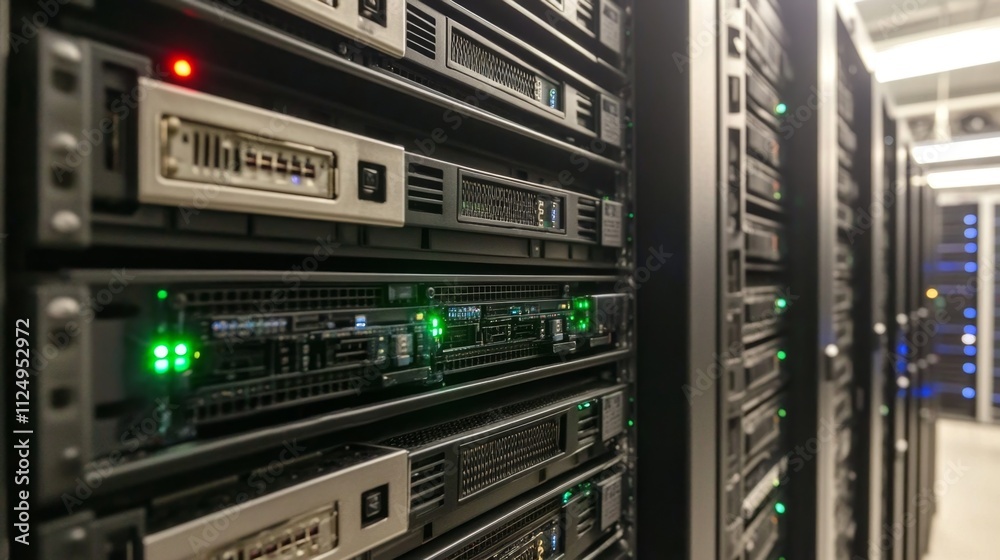 Data center operations server management tech facility digital infrastructure indoor environment close-up view server reliability Data center operations server management tech facility digital infrastructure indoor environment close-up view server reliability