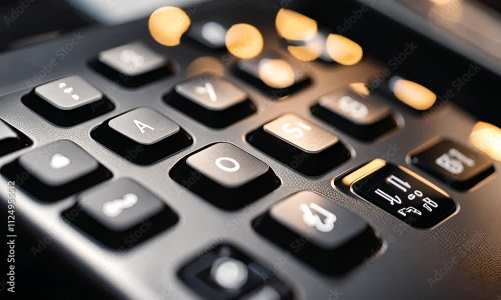 Close-up of a modern keypad with illuminated buttons, emphasizing technology and functionality. Close-up of a modern keypad with illuminated buttons, emphasizing technology and functionality.