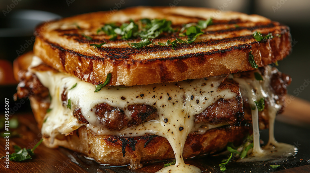 Grilled cheese sandwich, deliciously unhealthy breakfast option, tasty american classic with melted cheese, closeup of toasted bread reveals food appeal, lunch crispy. Grilled cheese sandwich, deliciously unhealthy breakfast option, tasty american classic with melted cheese, closeup of toasted bread reveals food appeal, lunch crispy.