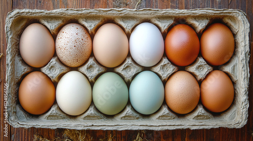 Marketplace eggs, organic and fresh product for healthy eating, farm priced local grocery item, market food staple in stores, protein rich shopping. photo