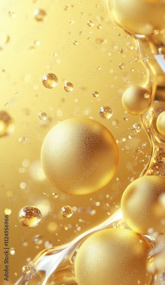 Glowing golden spheres illuminated against a radiant golden background Glowing golden spheres illuminated against a radiant golden background