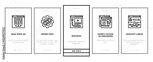 seo optimize community onboarding mobile vector technical audit, market rank, search improve, marketing dashboard, report seo optimize community illustrations
