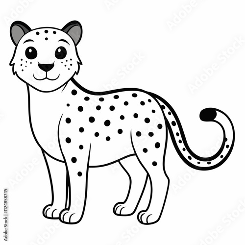 cheetah vector icon line art illustration on white background