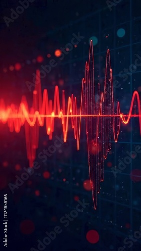 Graphs of sound waves used in audiology, hearing tests, images of sound waves, spectrograms, and acoustic visualizations on a dark background photo