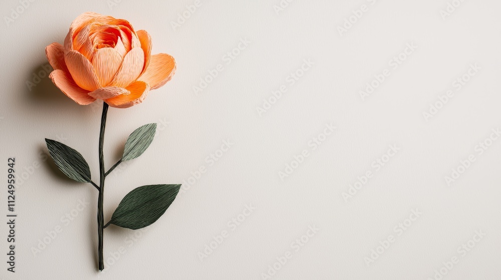 Delicate peach paper flower blossoms on a beige background, creating a serene and elegant scene Delicate peach paper flower blossoms on a beige background, creating a serene and elegant scene