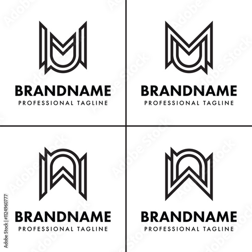 Letters MU and WN Monogram Logo Set, suitable for any business with MU UM WN or NW initials