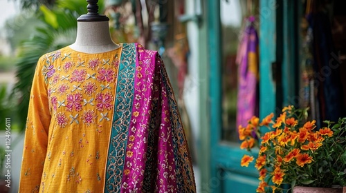 Wallpaper Mural  punjabi phulkari salwar kameez on mannequin indian clothes Torontodigital.ca