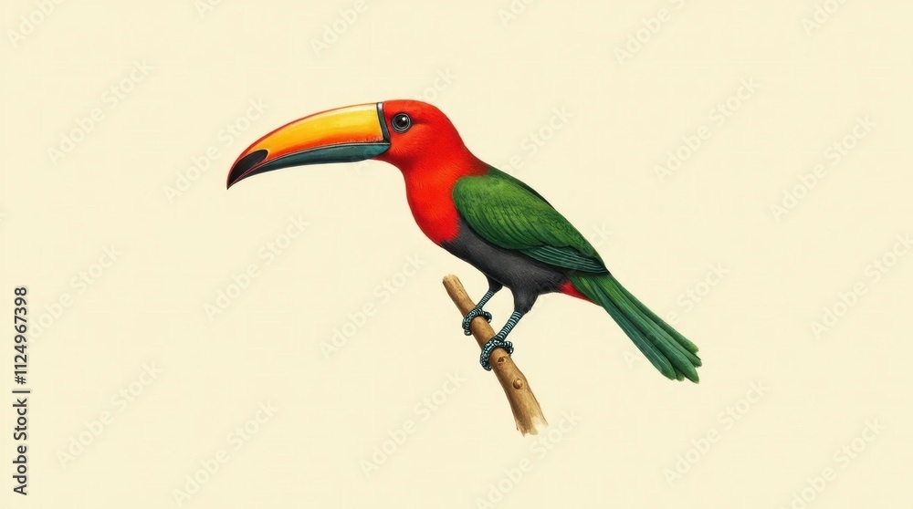 Fototapeta premium Colorful Tropical Bird with Red Chest