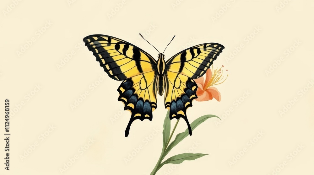 Majestic Yellow and Black Butterfly Illustration Majestic Yellow and Black Butterfly Illustration