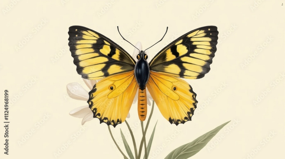 Fototapeta premium Majestic Yellow and Black Butterfly Illustration