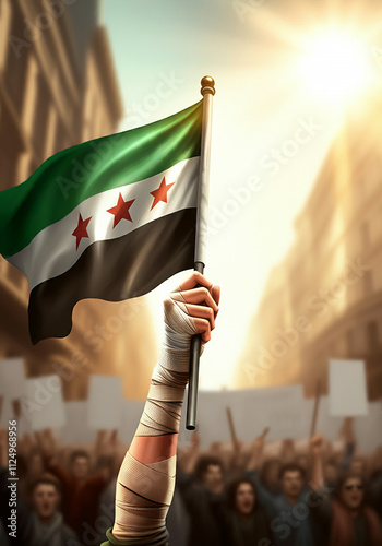 Syrian Flag and Freedom Revolution Concept