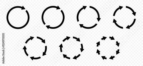 Set of vector arrows rotating in a circle