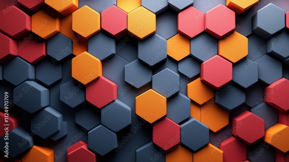 geometric pattern of hexagons with alternating shades, Generative AI