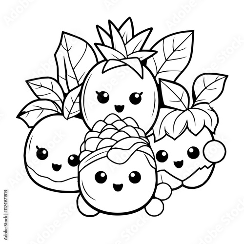 kawaii fruit svg, vector fruit, svg cut file, fruit, cute kawaii fruit