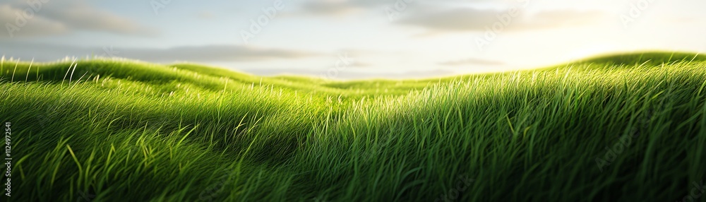 Lush green grass fields under a serene sky, depicting natural beauty and tranquility. Lush green grass fields under a serene sky, depicting natural beauty and tranquility.