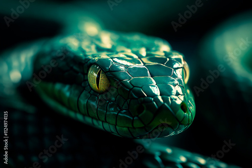 green snake close up