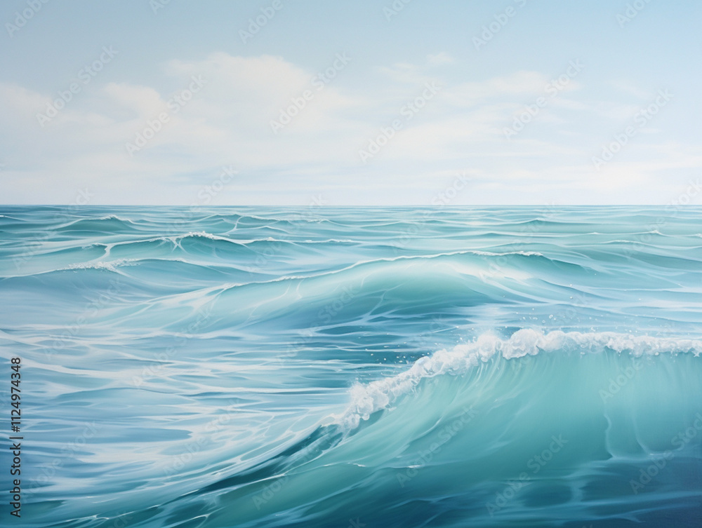 Paintings of a calm seascape with gentle waves, offering a metaphorical journey into tranquility during meditation.. Paintings of a calm seascape with gentle waves, offering a metaphorical journey into tranquility during meditation..