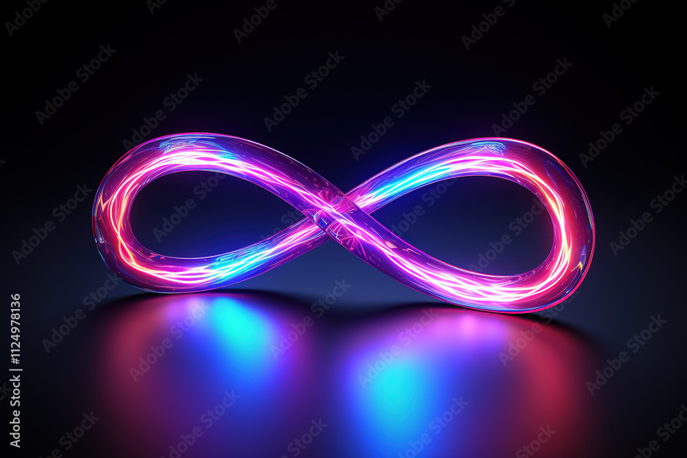 Exceptional blue neon circle with the word infinity on it
