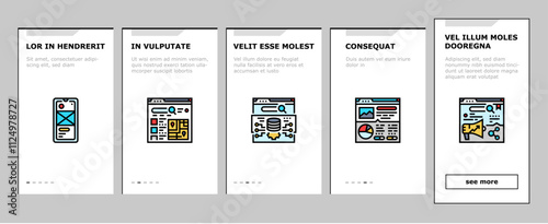 seo digital optimization strategy onboarding mobile vector local service, analysis media, consulting web, ecommerce backlink seo digital optimization strategy illustrations