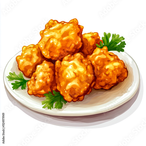 Pakora delicious india snack on plate isolated on a white background. photo