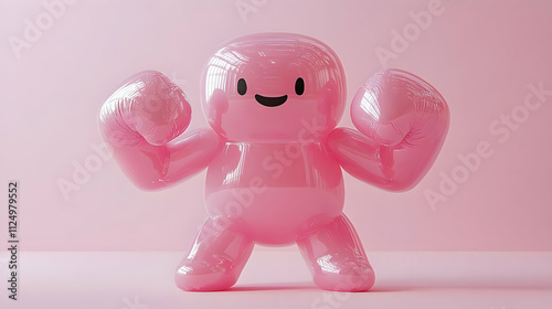 Pink 3D Render of a Happy Character