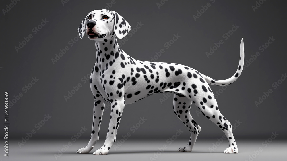 Realistic Dalmatian dog model standing proudly Realistic Dalmatian dog model standing proudly