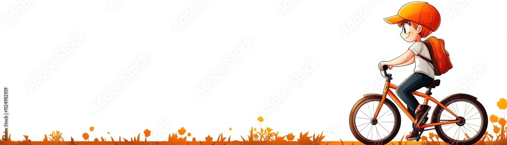 Child riding a bicycle, white isolated background Child riding a bicycle, white isolated background