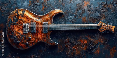 Guitar with a black and gold finish