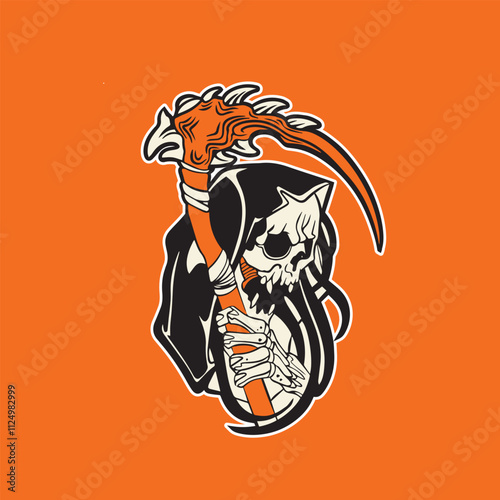 Ilustrasi desain logo Grim Reaper