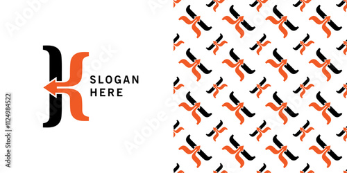 Letter K with arrow. Sign or logo template. Vector 