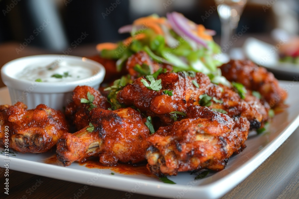 Savory Spicy Chicken Wings with Fresh Salad Savory Spicy Chicken Wings with Fresh Salad