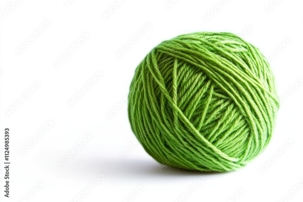 Green Yarn Ball on White Background Green Yarn Ball on White Background
