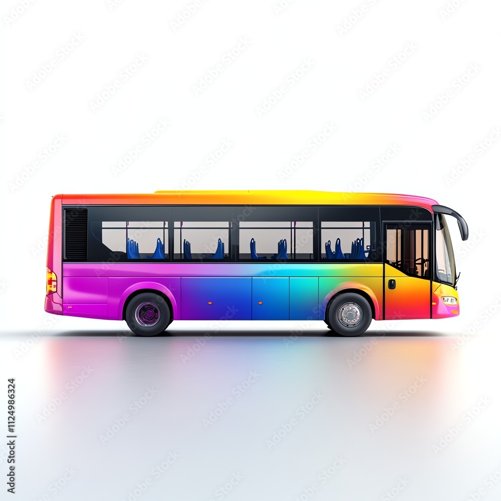 Colorful rainbow bus on a white isolated background. Colorful rainbow bus on a white isolated background.