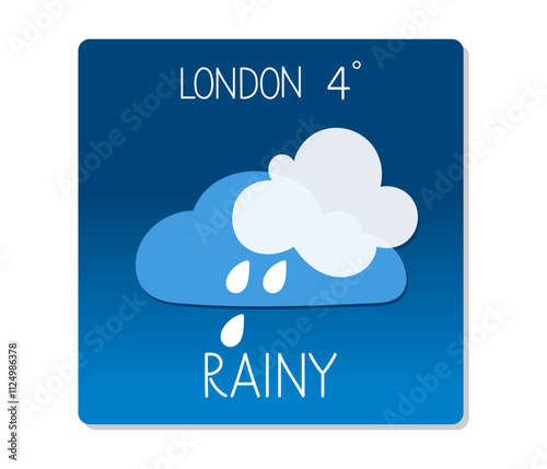 Weather forecast for London indicating rain and cool temperatures in February