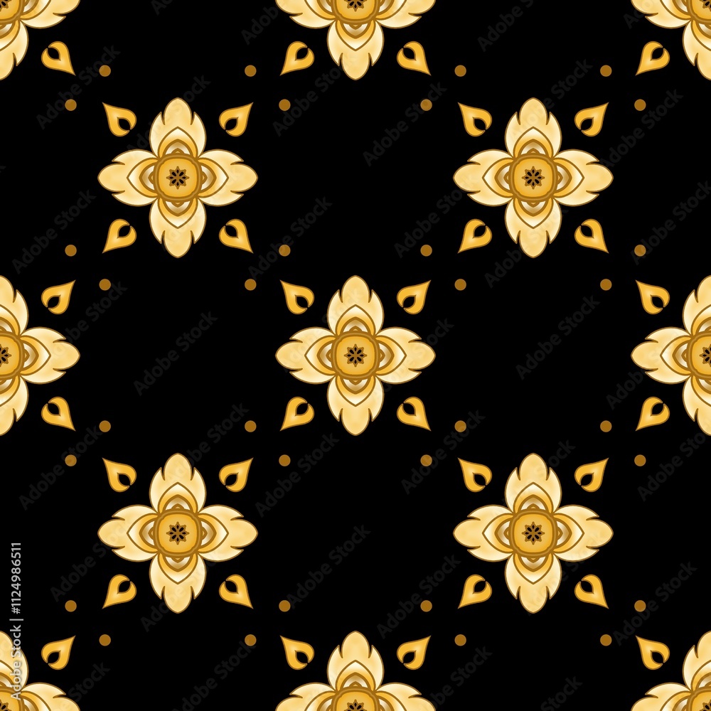 Line Thai seamless pattern on background.
