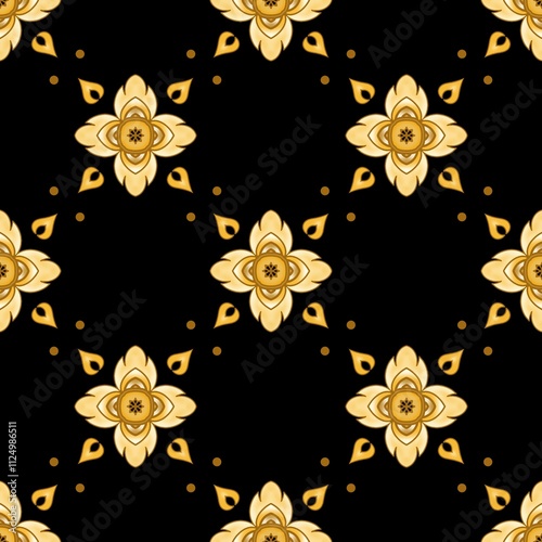 Obraz na płótnie Line Thai seamless pattern on background. w salonie